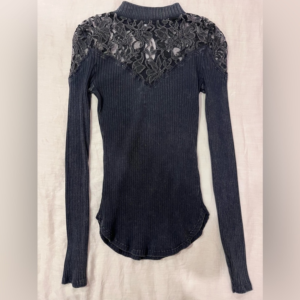 Free People lace turtleneck blouse